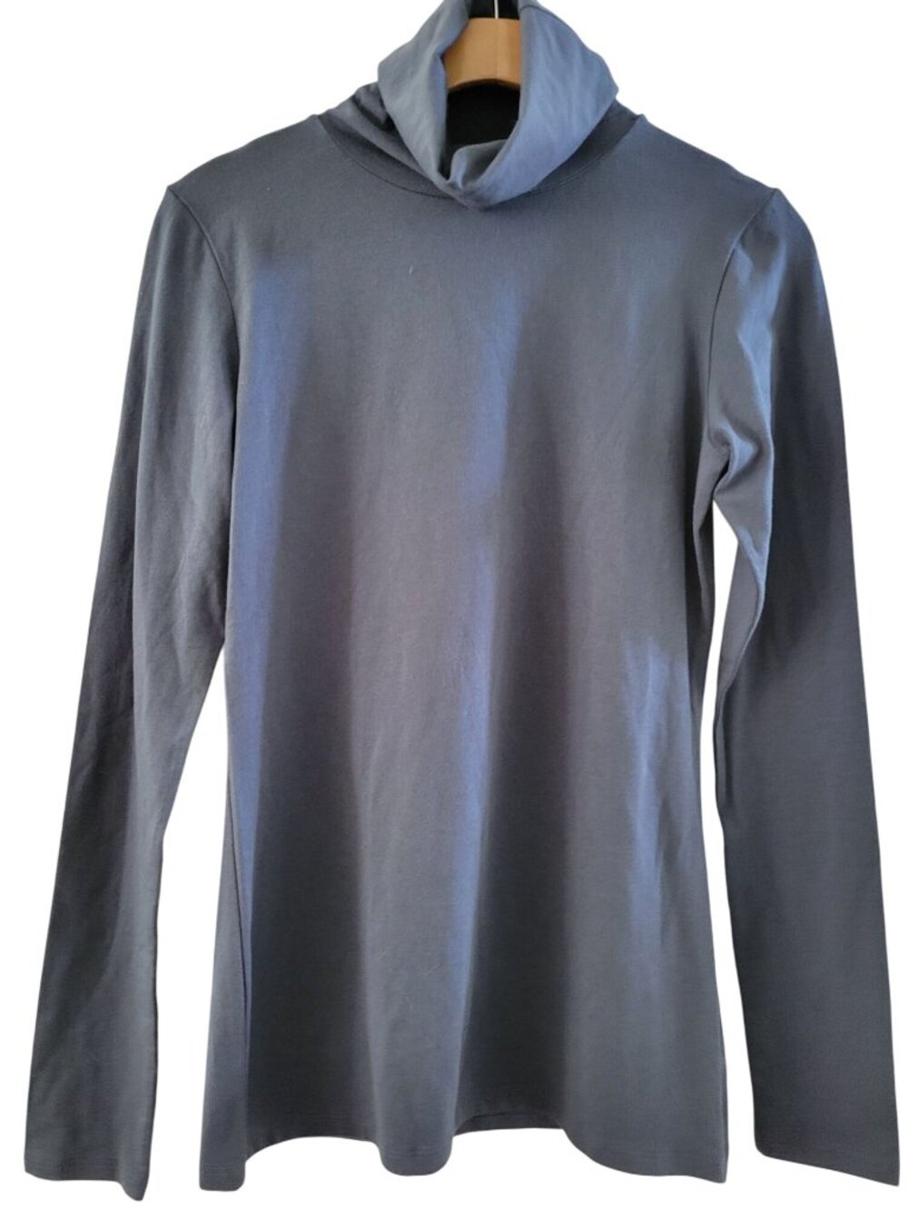 Peruvian Connection Blue Extreme T-Neck Turtleneck Top size Small Pima Cotton